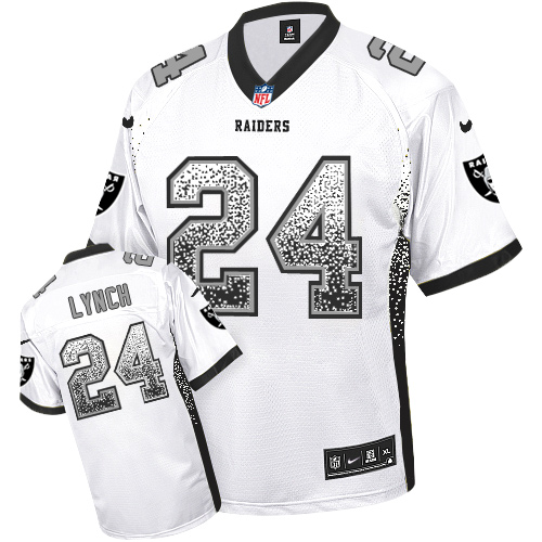 Nike Raiders #24 Marshawn Lynch White Men's Stitched NFL Elite Drift Fashion Jersey - Click Image to Close